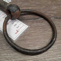 VINTAGE - NOT suitable to USE Hvy Loose Ring Mullen Mouth Bit *fair, rusty, v.bent, older, pitted
