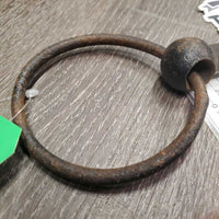 VINTAGE - NOT suitable to USE Hvy Loose Ring Mullen Mouth Bit *fair, rusty, v.bent, older, pitted
