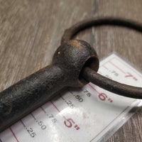 VINTAGE - NOT suitable to USE Hvy Loose Ring Mullen Mouth Bit *fair, rusty, v.bent, older, pitted
