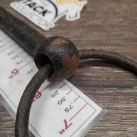 VINTAGE - NOT suitable to USE Hvy Loose Ring Mullen Mouth Bit *fair, rusty, v.bent, older, pitted
