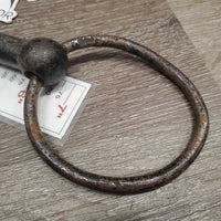 VINTAGE - NOT suitable to USE Hvy Loose Ring Mullen Mouth Bit *fair, rusty, v.bent, older, pitted
