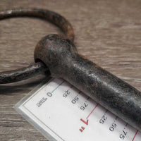 VINTAGE - NOT suitable to USE Hvy Loose Ring Mullen Mouth Bit *fair, rusty, v.bent, older, pitted
