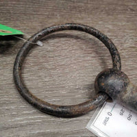 VINTAGE - NOT suitable to USE Hvy Loose Ring Mullen Mouth Bit *fair, rusty, v.bent, older, pitted
