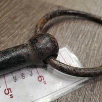 VINTAGE - NOT suitable to USE Hvy Loose Ring Mullen Mouth Bit *fair, rusty, v.bent, older, pitted
