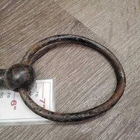 VINTAGE - NOT suitable to USE Hvy Loose Ring Mullen Mouth Bit *fair, rusty, v.bent, older, pitted
