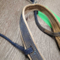 Nylon Web Tie Down Nose Band *fair, older, v.dirty, edge rubs & frays, v.stiff & twists, oxidized
