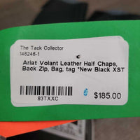 Leather Half Chaps, Back Zip, Bag, tag *New
