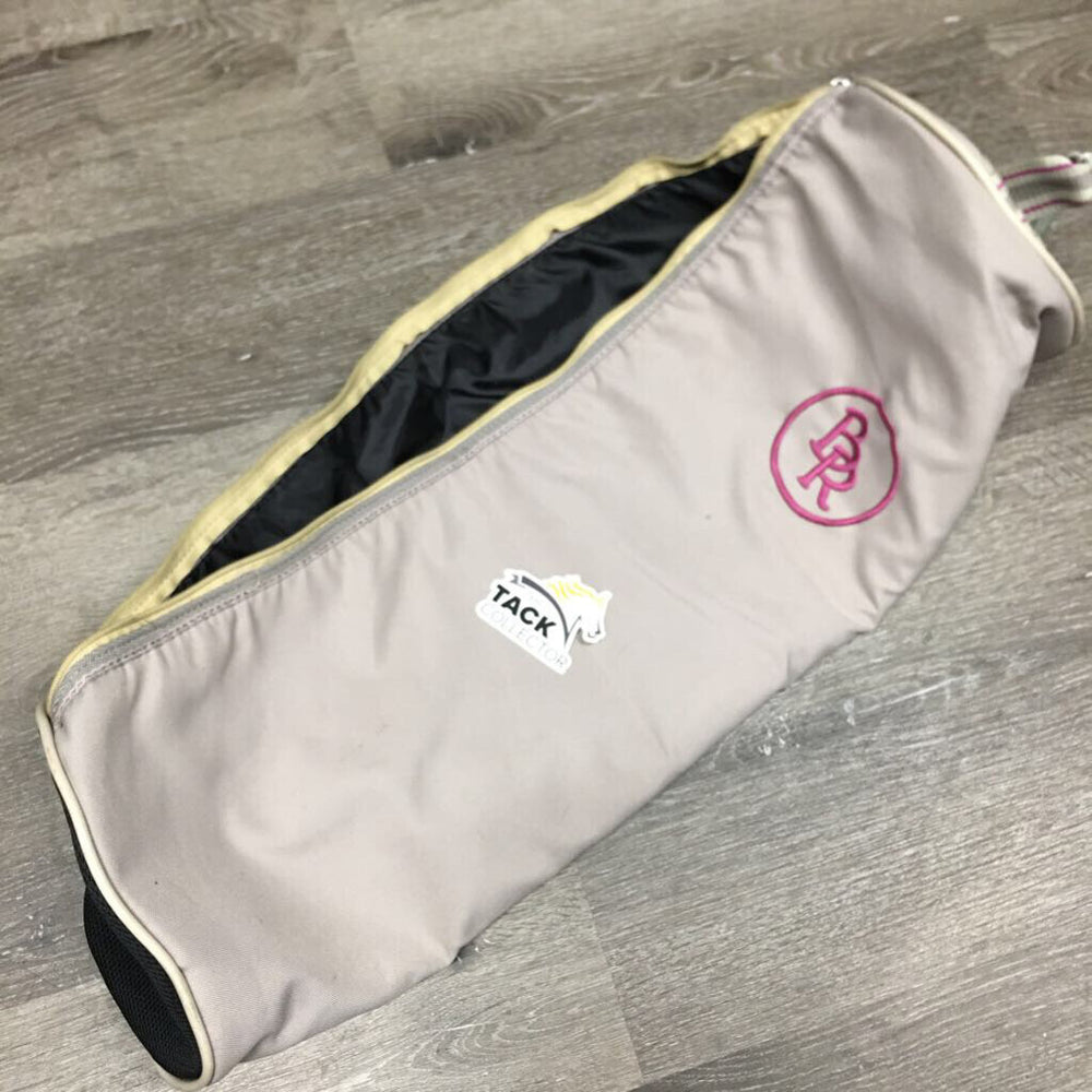 Round Bridle Bag, Zipper, Mesh Bottom *gc, stains, wavy zipper, rubs, clean, broken zipper tab