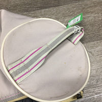 Round Bridle Bag, Zipper, Mesh Bottom *gc, stains, wavy zipper, rubs, clean, broken zipper tab