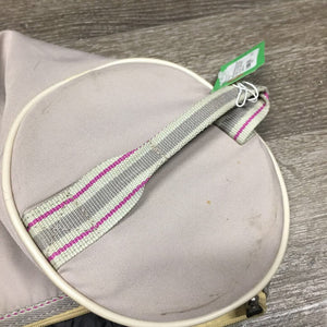 Round Bridle Bag, Zipper, Mesh Bottom *gc, stains, wavy zipper, rubs, clean, broken zipper tab