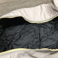 Round Bridle Bag, Zipper, Mesh Bottom *gc, stains, wavy zipper, rubs, clean, broken zipper tab
