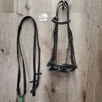 Padded Dressage Bridle, Crank, Flash, Web Reins, Navy Bag, tags *new
