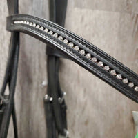 Padded Dressage Bridle, Crank, Flash, Web Reins, Navy Bag, tags *new
