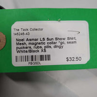 LS Sun Show Shirt, Mesh, magnetic collar *gc, seam puckers, rubs, pills, dingy
