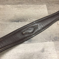 Padded Leather Girth, 2x els, 3x D Rings *gc/fair, clean, hairy & dirty seams, mnr stain oxidized D's, v.unstitched