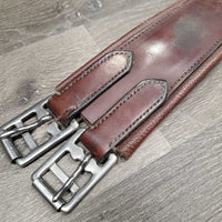 Narrow Leather Girth, 1x els *fair, v.dirty, v.stained, thread, stiff, dry, rubs, faded, v.cracked
