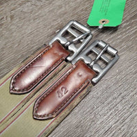 Narrow Leather Girth, 1x els *fair, v.dirty, v.stained, thread, stiff, dry, rubs, faded, v.cracked
