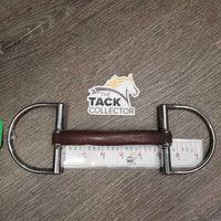 Curved Mullen Mouth Leather Hunter D Ring Bit *vgc, clean, mnr dent, residue, chews & scrapes
