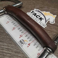 Curved Mullen Mouth Leather Hunter D Ring Bit *vgc, clean, mnr dent, residue, chews & scrapes
