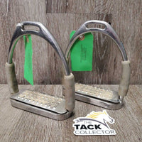 Flexi Stirrup Irons, cheese graters *fair/poor, v.loose grips, stains, v.dirty, lifting & cracking rubber, v.loose
