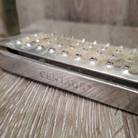 Flexi Stirrup Irons, cheese graters *fair/poor, v.loose grips, stains, v.dirty, lifting & cracking rubber, v.loose
