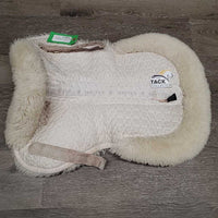 Sheepskin Quilt Half Pad, rolled edges *gc, clean, clumpy, stains, dingy, weak velcro, mnr pills, hair, rubs, threads, puckers

