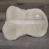 Sheepskin Quilt Half Pad, rolled edges *gc, clean, clumpy, stains, dingy, weak velcro, mnr pills, hair, rubs, threads, puckers