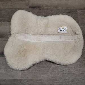 Sheepskin Quilt Half Pad, rolled edges *gc, clean, clumpy, stains, dingy, weak velcro, mnr pills, hair, rubs, threads, puckers