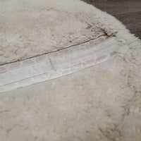 Sheepskin Quilt Half Pad, rolled edges *gc, clean, clumpy, stains, dingy, weak velcro, mnr pills, hair, rubs, threads, puckers
