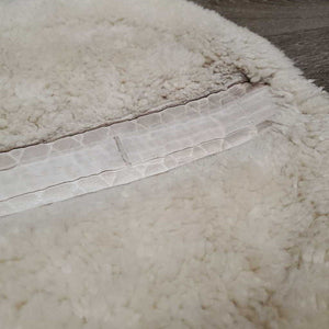 Sheepskin Quilt Half Pad, rolled edges *gc, clean, clumpy, stains, dingy, weak velcro, mnr pills, hair, rubs, threads, puckers
