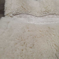 Sheepskin Quilt Half Pad, rolled edges *gc, clean, clumpy, stains, dingy, weak velcro, mnr pills, hair, rubs, threads, puckers
