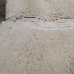 Sheepskin Quilt Half Pad, rolled edges *gc, clean, clumpy, stains, dingy, weak velcro, mnr pills, hair, rubs, threads, puckers
