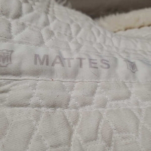 Sheepskin Quilt Half Pad, rolled edges *gc, clean, clumpy, stains, dingy, weak velcro, mnr pills, hair, rubs, threads, puckers