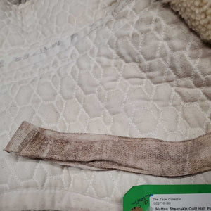 Sheepskin Quilt Half Pad, rolled edges *gc, clean, clumpy, stains, dingy, weak velcro, mnr pills, hair, rubs, threads, puckers