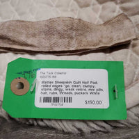 Sheepskin Quilt Half Pad, rolled edges *gc, clean, clumpy, stains, dingy, weak velcro, mnr pills, hair, rubs, threads, puckers
