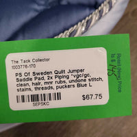 Quilt Jumper Saddle Pad, 2x Piping *vgc/gc, clean, hair, mnr rubs, undone stitch, stains, threads, puckers