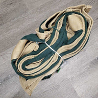 Stable Sheet, 2 legs, tail *gc, clean, lg hole, frayed & unstitched seams, mnr hair, pills, repairs, rubs, faded, snags, threads
