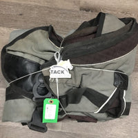 Hvy Winter Blanket, detach neck, 1 leg *gc/fair, mnr wpf, dirty, torn binding, rubs, faded, snags, mnr hair