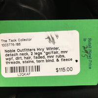 Hvy Winter Blanket, detach neck, 2 legs *gc/fair, mnr wpf, dirt, hair, faded, mnr rubs, threads, stains, torn bind. & fleece
