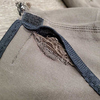 Euro Seat Breeches *gc/fair, threads, v.torn ankle binding, mnr faded, seam puckers, older
