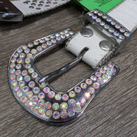 Leather Western Bling Belt, Bling Buckle *like new/xc, mnr scuffs & scratches

