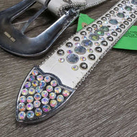 Leather Western Bling Belt, Bling Buckle *like new/xc, mnr scuffs & scratches
