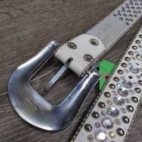 Leather Western Bling Belt, Bling Buckle *like new/xc, mnr scuffs & scratches
