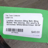 Leather Western Bling Belt, Bling Buckle *like new/xc, mnr scuffs & scratches
