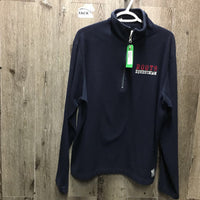 Fleece Sweater, 1/4 Zip Up *gc, mnr hair, clumpy & rubs, older