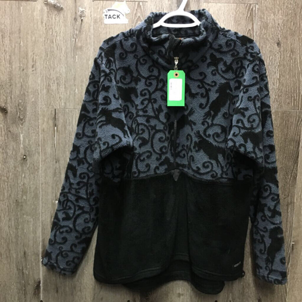 Hvy Fleece Sweater - Pull Over Jacket, 1/2 Zip Up *gc, mnr hair & clumpy, older