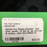 Hvy Fleece Sweater - Pull Over Jacket, 1/2 Zip Up *gc, mnr hair & clumpy, older
