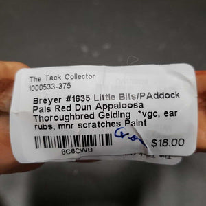 #1635 Little Bits/PAddock Pals Red Dun Appaloosa Thoroughbred Gelding *vgc, ear rubs, mnr scratches