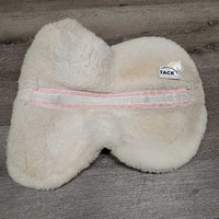 Sheepskin Quilt Half Pad, rolled edges *gc, tear, mnr hair, dirt, clumpy, stains, rubs
