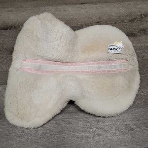 Sheepskin Quilt Half Pad, rolled edges *gc, tear, mnr hair, dirt, clumpy, stains, rubs